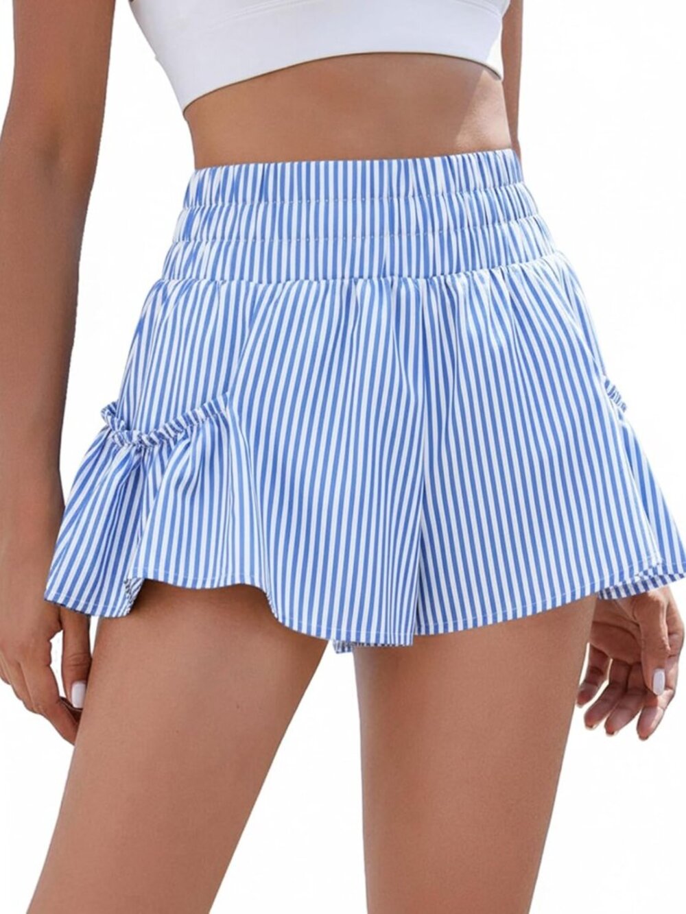 High Waisted Ruffle Running Shorts for Women | 2.5" Flowy Athletic Activewear